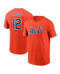 Nike Men's Francisco Lindor Orange New York Mets Fuse Name Number T-Shirt