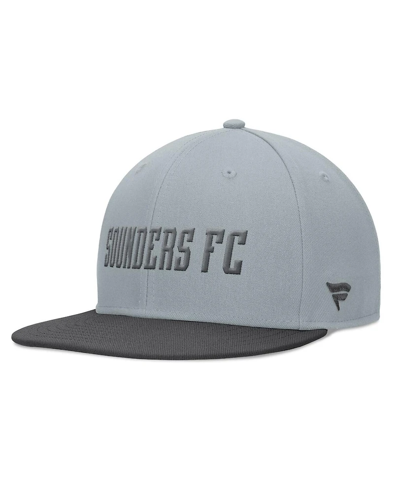 Fanatics Men's Gray/Black Seattle Sounders Fc Smoke Snapback Hat