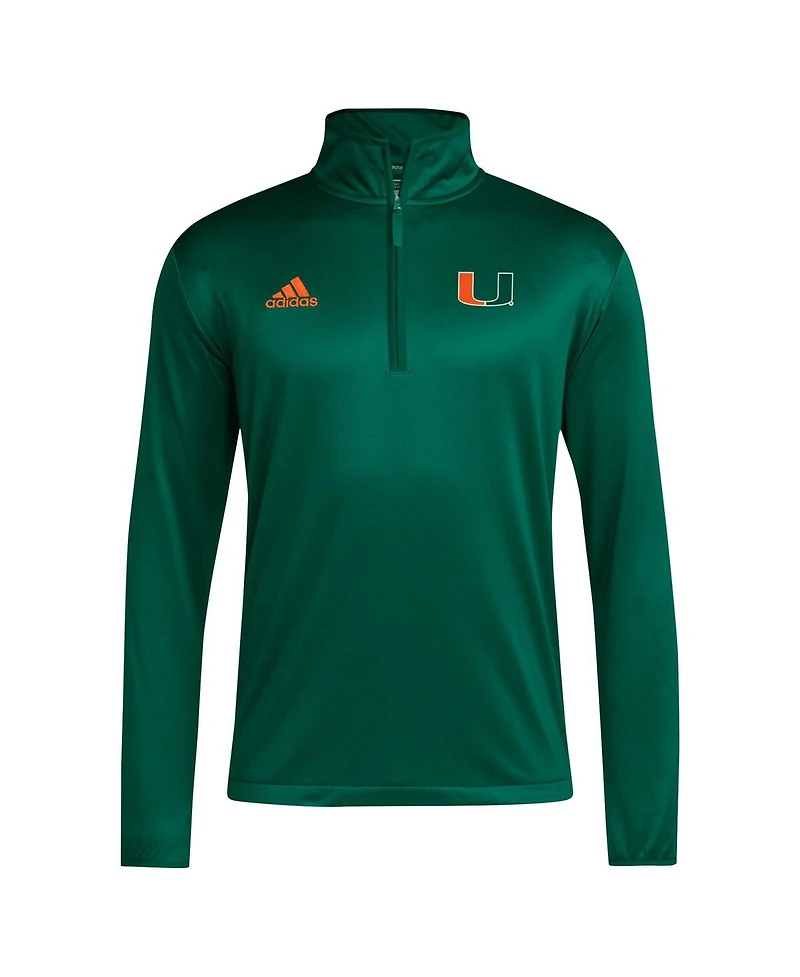 Adidas Men's Green Miami Hurricanes Coaches Sideline Quarter-Zip Top