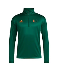 Adidas Men's Green Miami Hurricanes Coaches Sideline Quarter-Zip Top