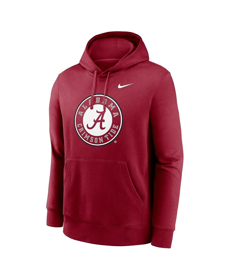 Nike Men's Crimson Alabama Tide Primetime Alternate Logo Club Fleece Pullover Hoodie