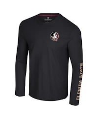 Colosseum Men's Black Florida State Seminoles Logo Lockup 3-Hit Active Blend Long Sleeve T-Shirt