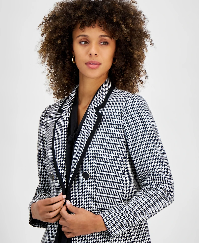 Kasper Women's Faux Double-Breasted Houndstooth Blazer, Regular & Petite
