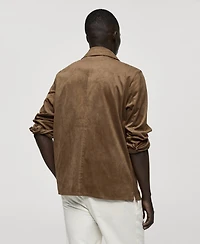 Mango Men's Pockets Detail Suede Effect Overshirt