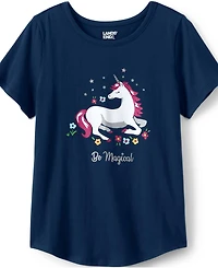 Lands' End Big Girls Plus Short Sleeve Curved Hem Graphic Tee Shirt