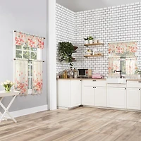 Rosalind Watercolor Floral Semi-Sheer Rod Pocket Kitchen Curtain Valance and Tiers Set