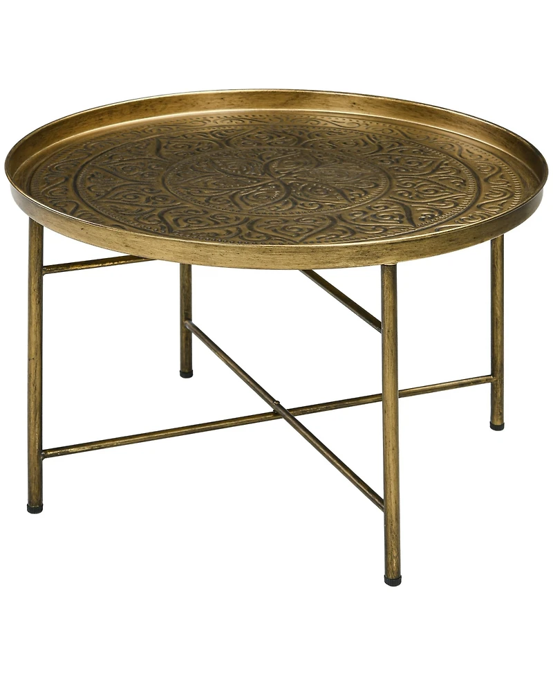 Homcom 24" Round Table with Hamme Tray Top & Metal Frame,