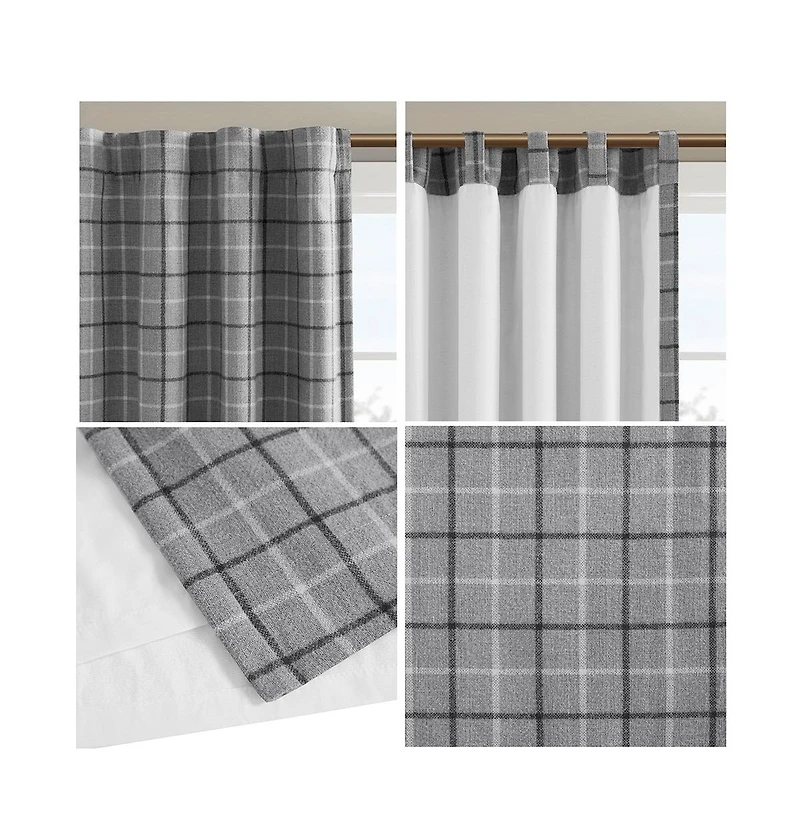 Anaheim Plaid Curtain 1 Panel for bedroom, Rob Pocket/Back Tab fit up to 1.25 inches rod Single Living Room, Width 50 length 95 inch