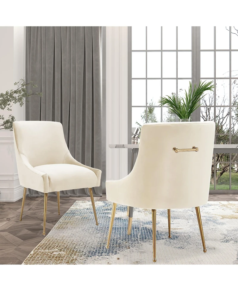 Boyel Living Velvet Dining Chair with Pulling Handle and Adjustable Foot Nails(Set of 2)