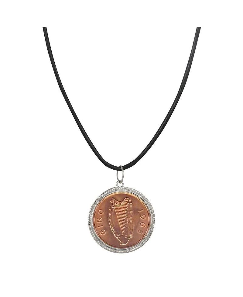 American Coin Treasures Large Irish Penny Pendant with Leather Cord for Men