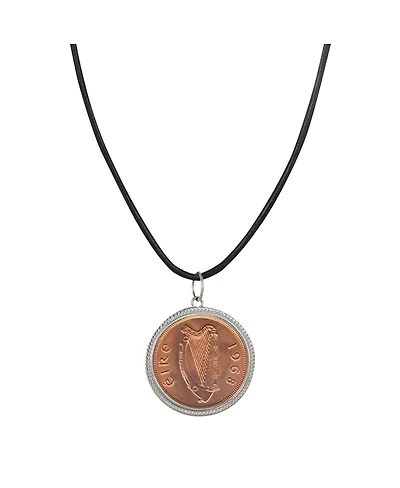 American Coin Treasures Large Irish Penny Pendant with Leather Cord for Men