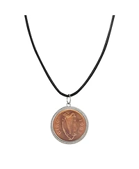 American Coin Treasures Large Irish Penny Pendant with Leather Cord for Men