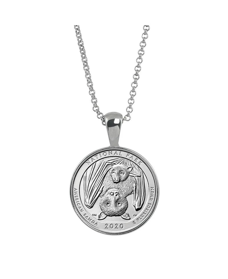 American Coin Treasures 16994 21 in. Bat Quarter Samoa National Park Coin Pendant, Silver