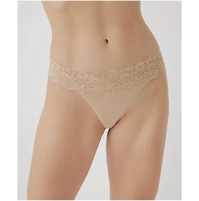 Pact Women's Organic Cotton Lace Waist Thong 3-Pack
