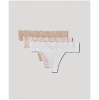 Pact Women's Organic Cotton Lace Waist Thong 3-Pack