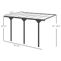 Outsunny 14.5' x 10' Transparent Wall Pergola, Uv Blocking Awning,