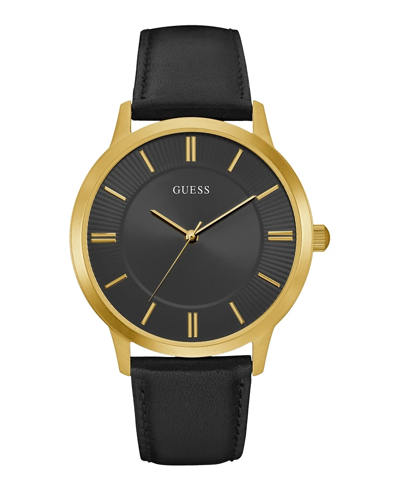 Guess Men's Analog Black Leather Watch