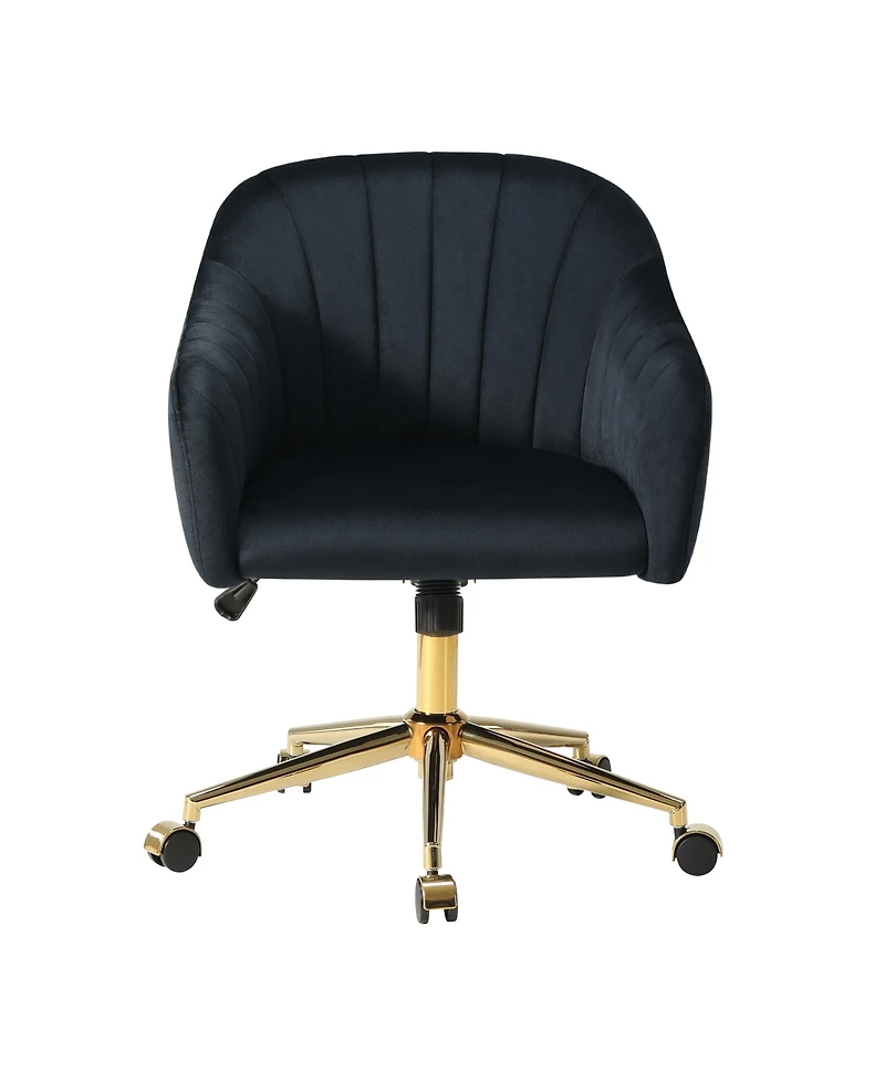 WestinTrends Upholstered Velvet Swivel Vanity Office Chair With Wheels