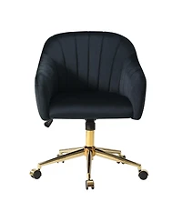 WestinTrends Upholstered Velvet Swivel Vanity Office Chair With Wheels
