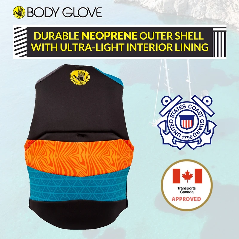 Body Glove Phantom Men's Life Vest, Lightweight Neoprene Jacket for Boating Fishing Kayaking Rafting Paddling