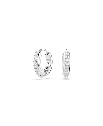 Swarovski Round Cut White Rhodium Plated Matrix Hoop Earrings