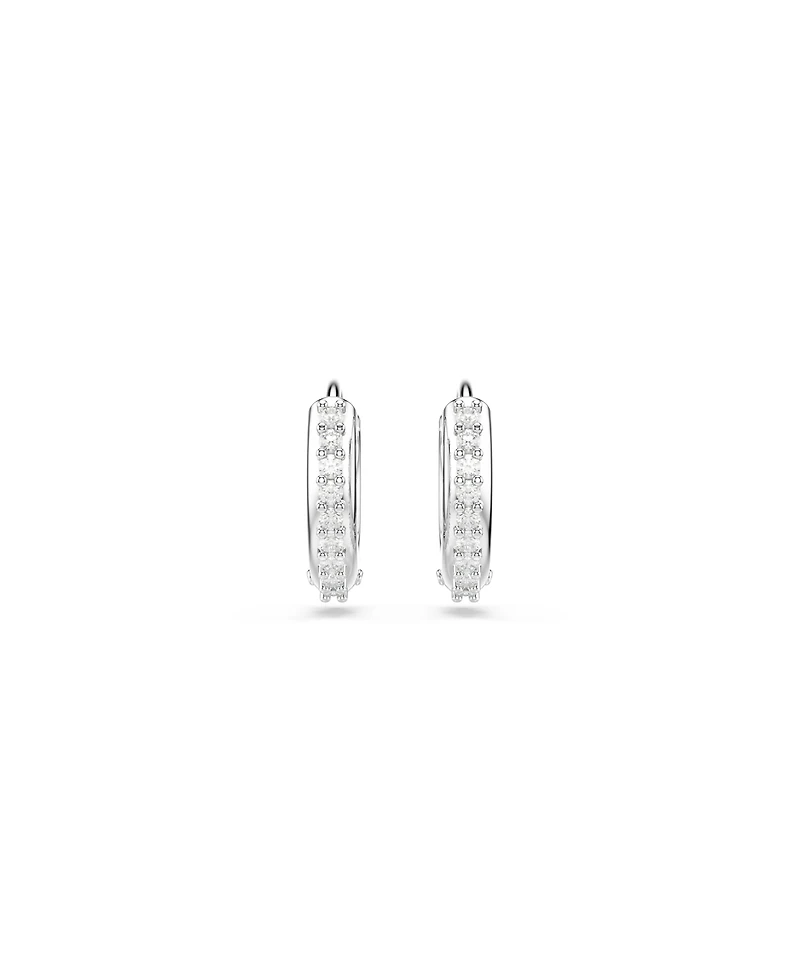 Swarovski Round Cut White Rhodium Plated Matrix Hoop Earrings