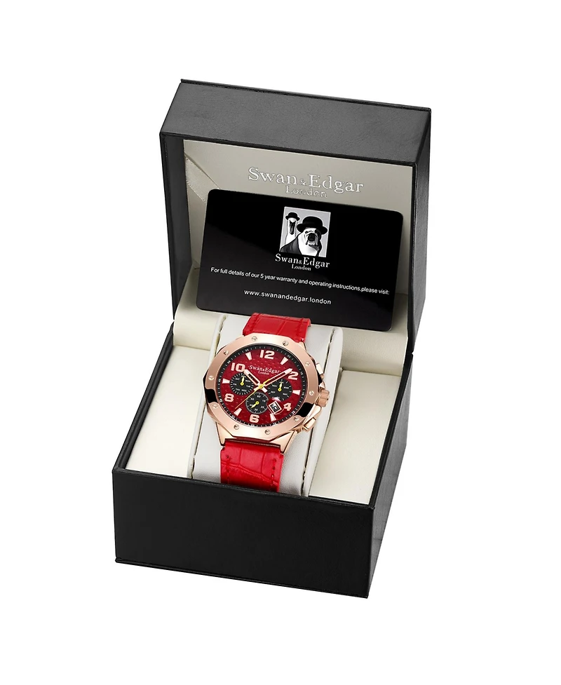 SE1491 Swan & Edgar Hand Assembled Defence Timer Automatic Rose Red