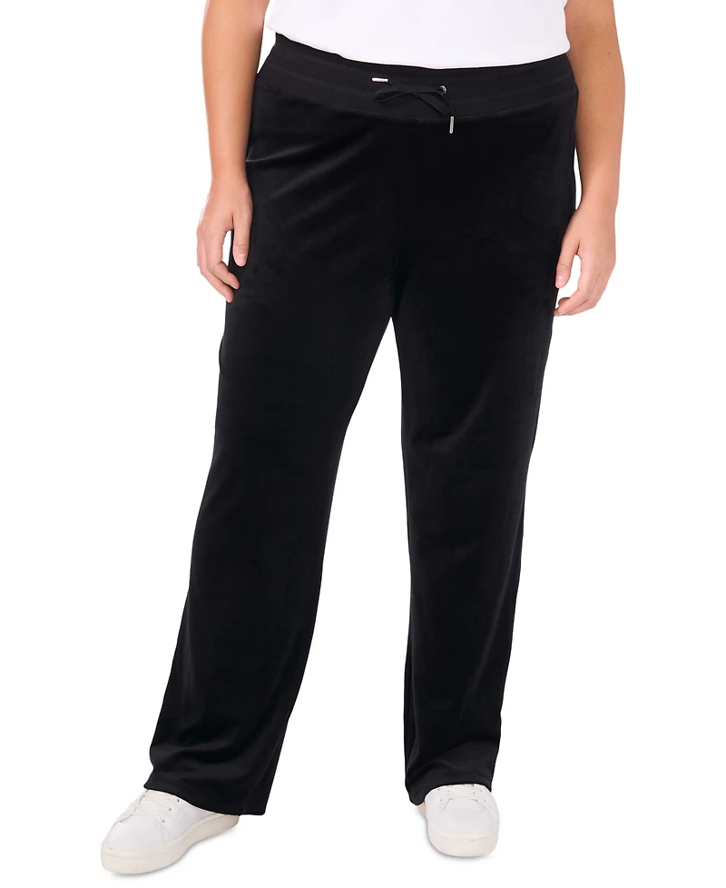 Vince Camuto Plus Velour Drawstring-Waist Straight-Leg Pants, Created for Macy's