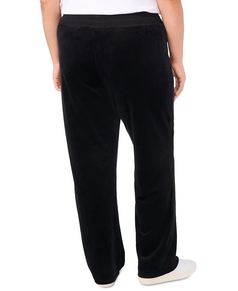 Vince Camuto Plus Velour Drawstring-Waist Straight-Leg Pants, Created for Macy's