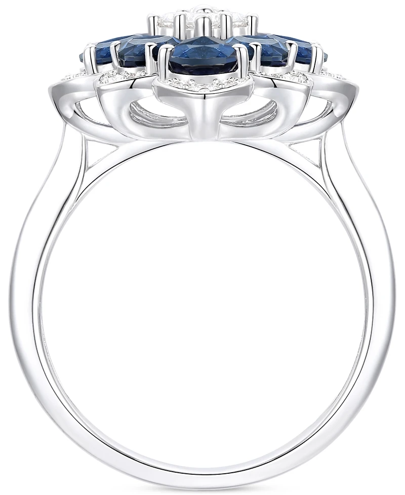 Emerald (1-3/4 ct. t.w.) & Diamond (1/4 Pear Flower Ring 14k Gold (Also Ruby Sapphire)