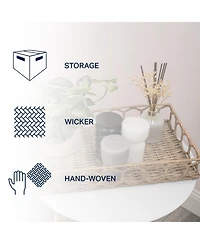Jonathan Y Honeycom Rustic Bohemian Hand-Woven Rattan Tray