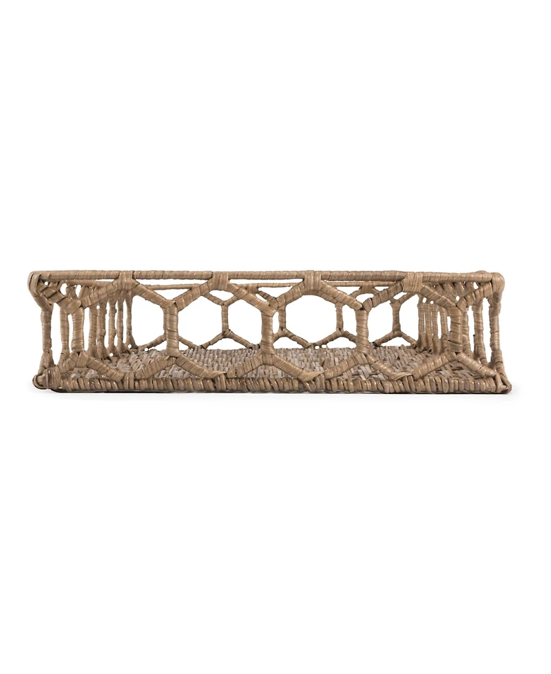 Jonathan Y Honeycom Rustic Bohemian Hand-Woven Rattan Tray