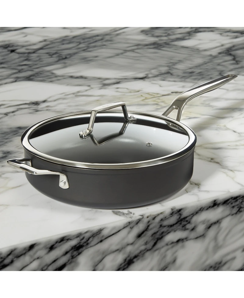 BergHOFF Essentials Non-stick Hard Anodized 11" Deep Skillet 4.3qt. With Glass Lid, Black