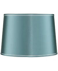 Springcrest Soft Teal Medium Drum Lamp Shade 14" Top x 16" Bottom x 11" High x 11" Slant (Spider) Replacement with Harp