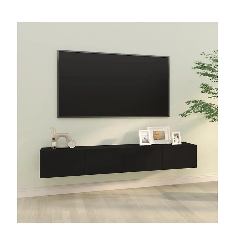 vidaXL Wall Tv Stands 2 pcs Black 39.4"x11.8"x11.8" Engineered Wood