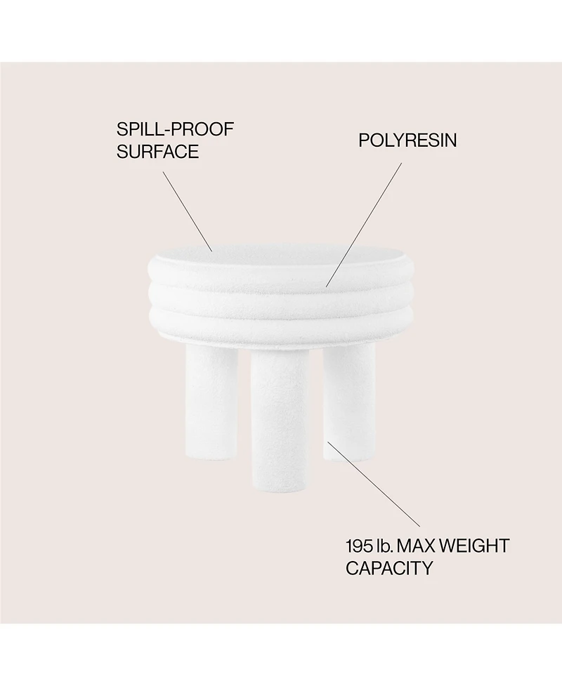 Jonathan Y Rashida 17.75" Contemporary Minimalist Curvy High Indoor/Outdoor Accent Table, White Frosted
