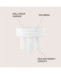 Jonathan Y Rashida 17.75" Contemporary Minimalist Curvy High Indoor/Outdoor Accent Table, White Frosted