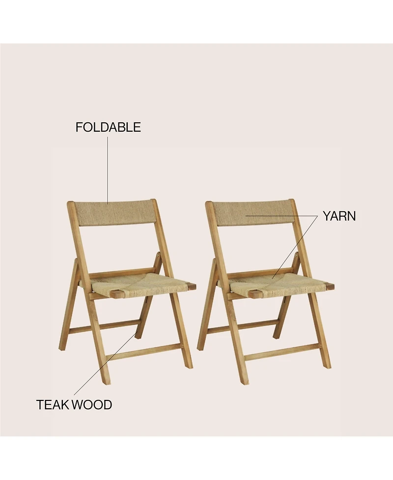 Jonathan Y Kiawah Coastal Modern Wood Woven Seagrass Folding Chair, Natural (Set of 2)