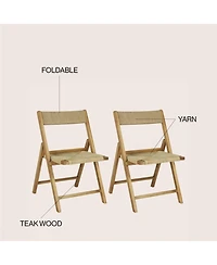 Jonathan Y Kiawah Coastal Modern Wood Woven Seagrass Folding Chair, Natural (Set of 2)