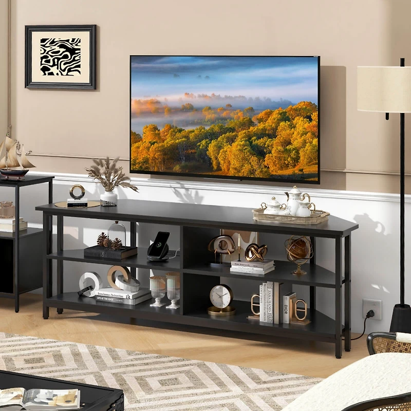 Corner TV Stand for Tvs up to 65" Console Table with Ac Outlets&Usb A Ports