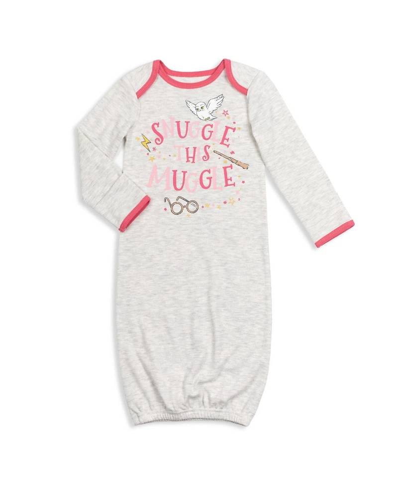 Harry Potter Baby Girls Hedwig 3 Pack Long Sleeve Swaddle Sleeper Gown