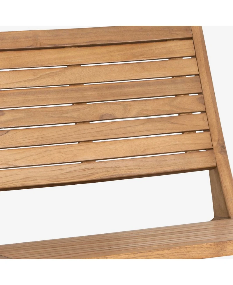 Jonathan Y Leo Mid-Century Modern Wood Armless Outdoor Patio Chair, Natural