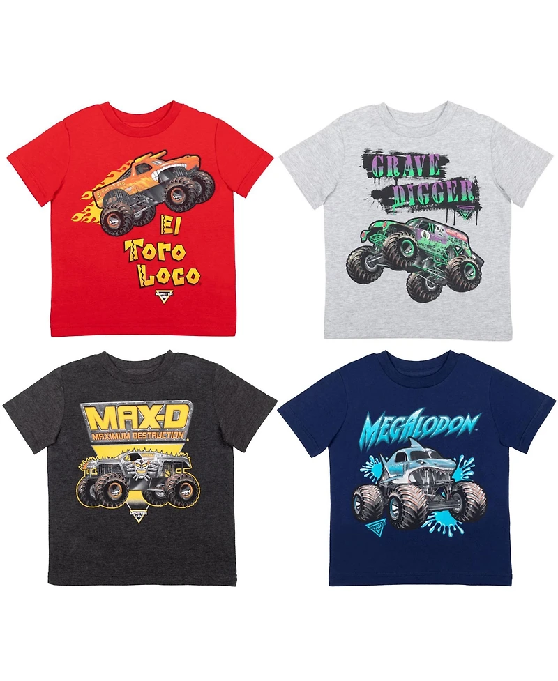 Monster Jam Toddler Boys El Toro Loco Zombie Maximum Destruction 4 Pack Graphic T-Shirts to