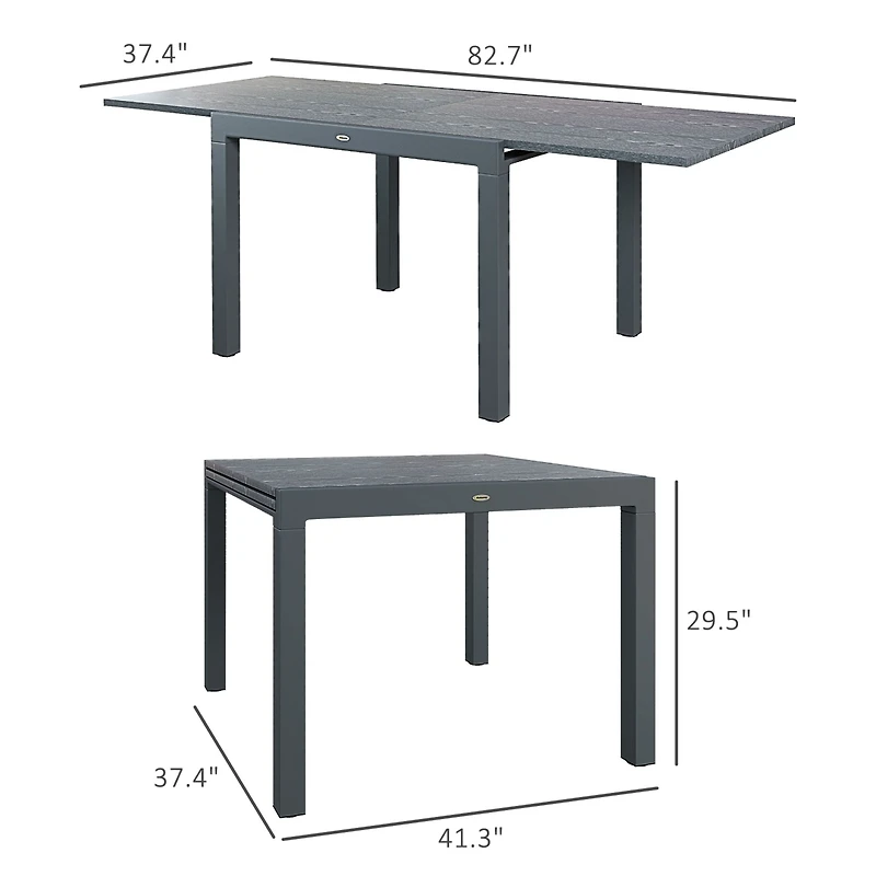 Outsunny Extendabl Outdoor Dining Table, Aluminum Frame Garden Table,