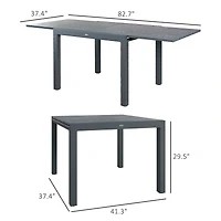 Outsunny Extendabl Outdoor Dining Table, Aluminum Frame Garden Table,