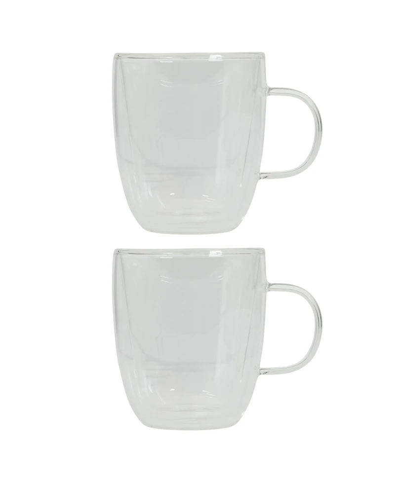 Mr. Coffee Retro Machiato Large 16 Ounce Insulated Double Wall Glass Coffee & Tea Cups, Set of 2