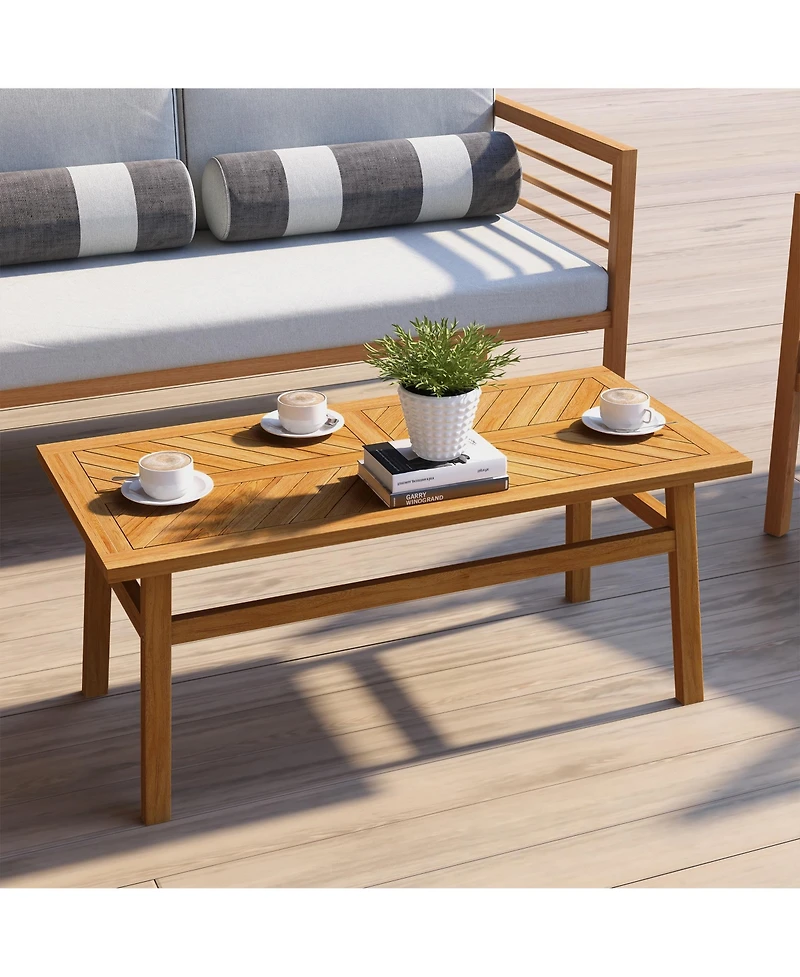 Outsunny Outdoor Coffee Table for Garden Backyard, Acacia Wood
