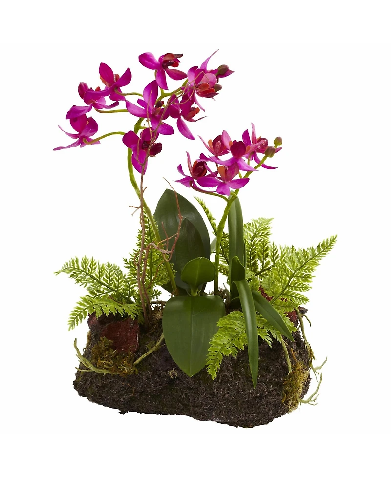 Slickblue Orchid Island Tropical Orchid Arrangement for Exotic Home Decor and Gifts (Set of 2)
