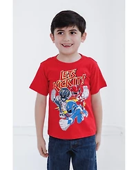 Power Rangers Toddler Boys Red Yellow Blue Black Pink 3 Pack T-Shirts to