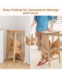 Costway Toddler 3 Tier Step Stool 3 in 1 Folding Ladder Bench Storage Shelf